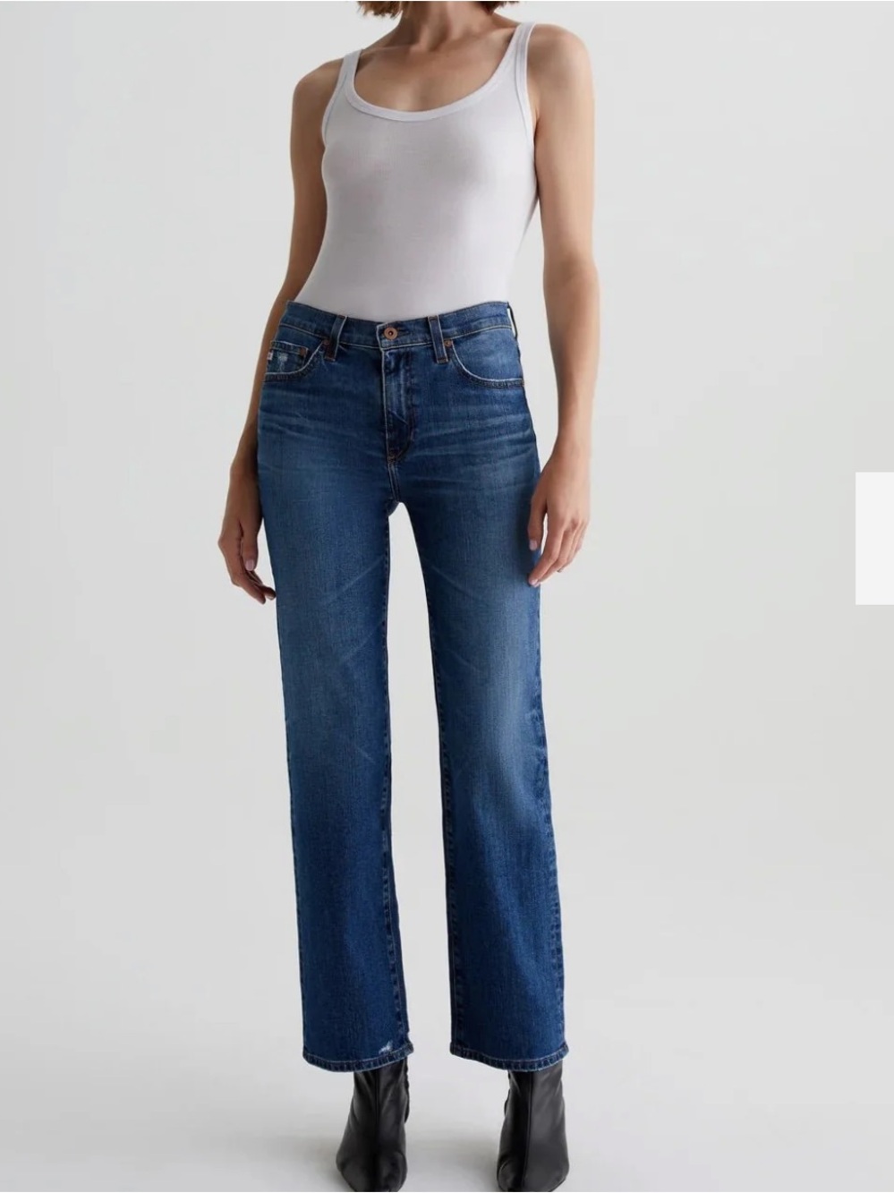 AG Adriano Goldschmied Women Straight Jeans in Faded Blue